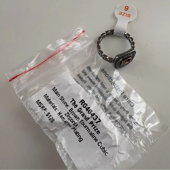 Bomb Party The Grand Prize Ring RG46437 Brown Tourmaline CZ Hematite Plating - Picture 6 of 6